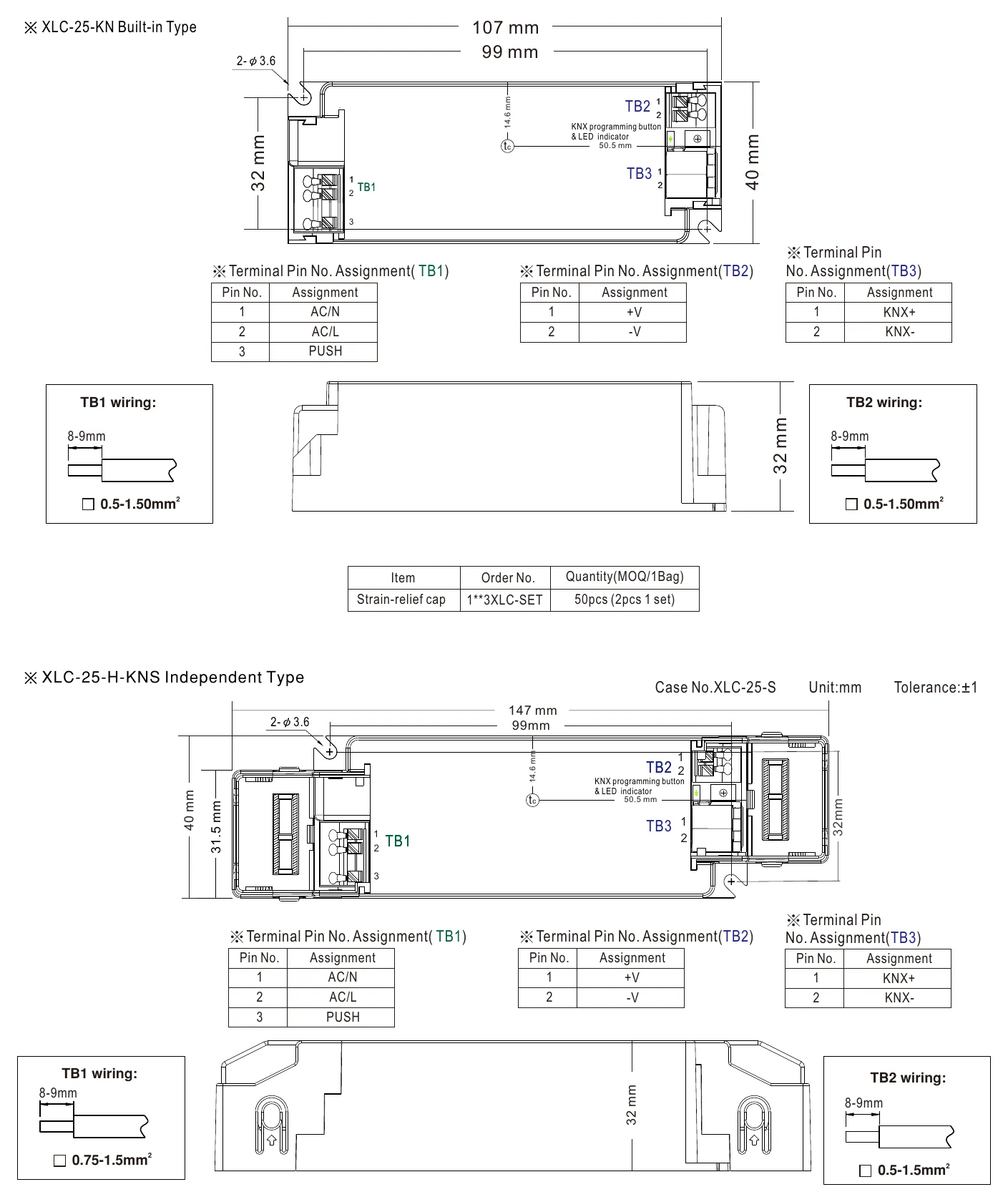 XLC-25-H-KNS MECHANICAL SPECIFICATION