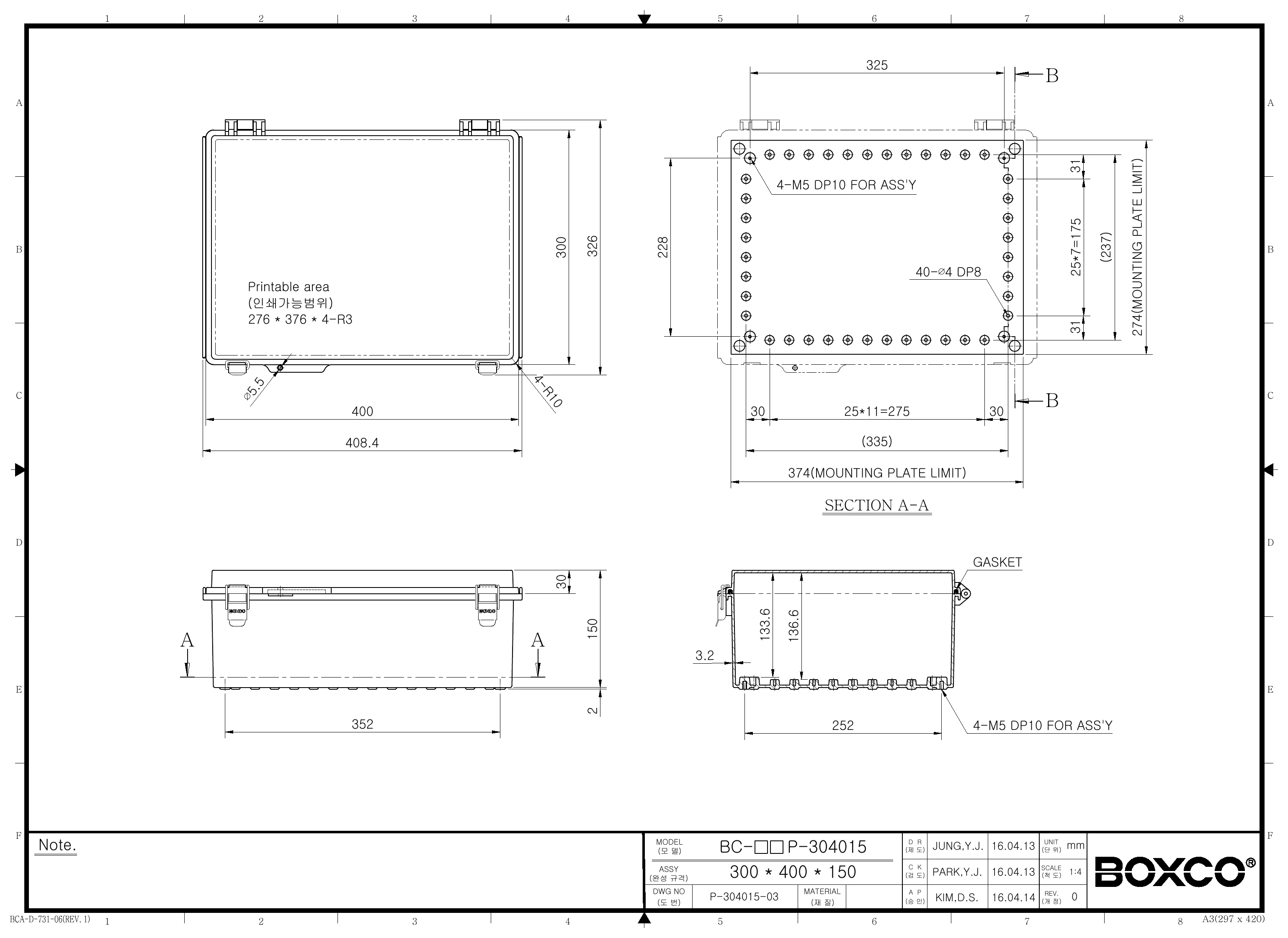 BC-AGP-304015 Dimensions (mm)
