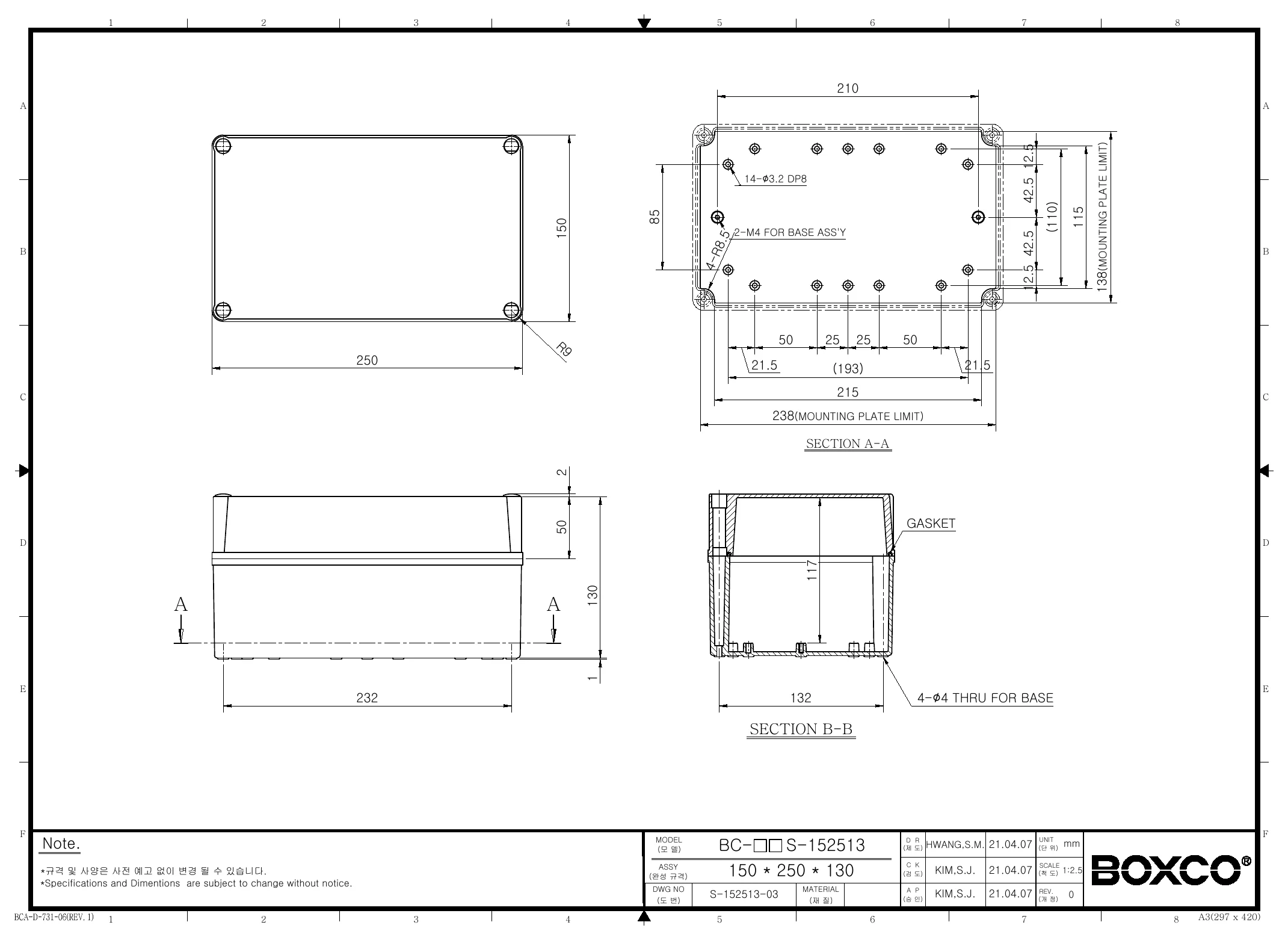 BC-AGS-152513 Dimensions (mm)