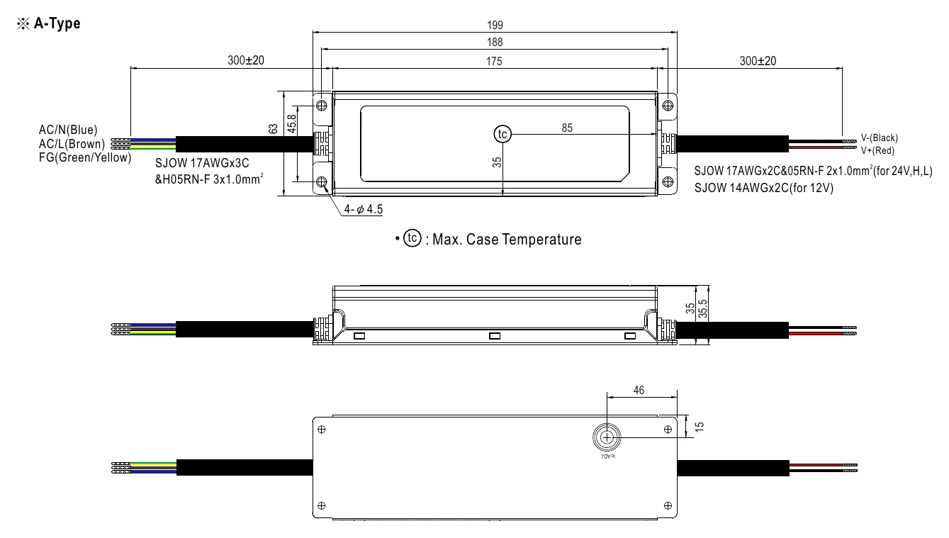 XLG-200-12-AB MECHANICAL SPECIFICATION ※ A-Type