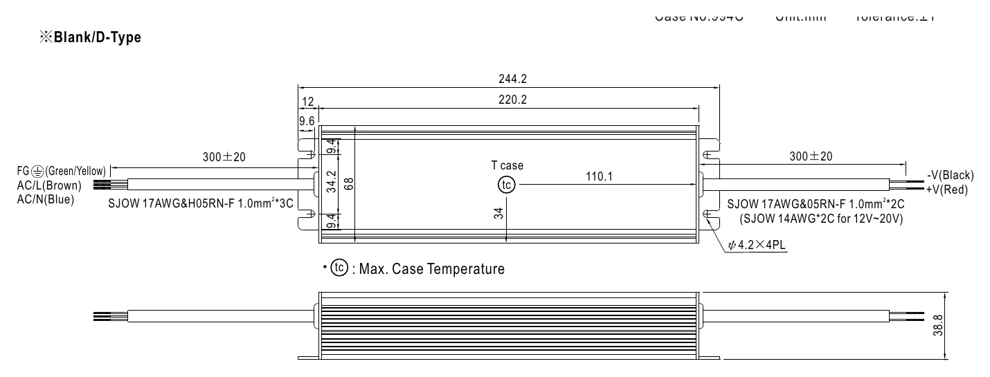 HLG-240H-15 MECHANICAL SPECIFICATION ※Blank/D-Type