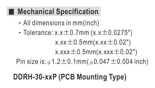 DDRH-30-24ST ‧Tolerance: x.x±0.7mm (x.x±0.0275")