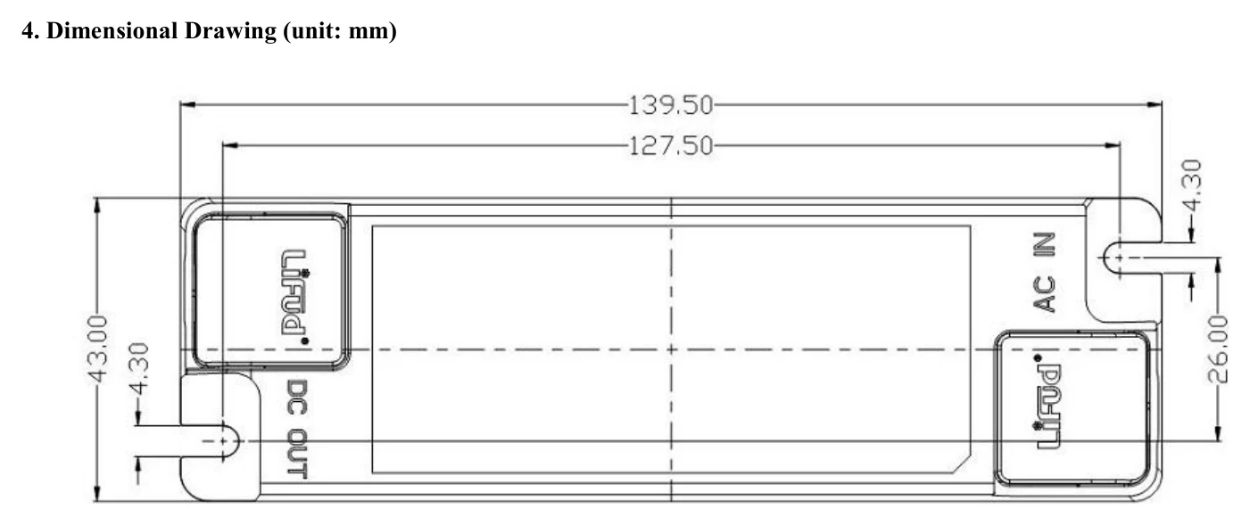 LF-GIF050YA(H)-1250 4. Dimensional Drawing (unit: mm)