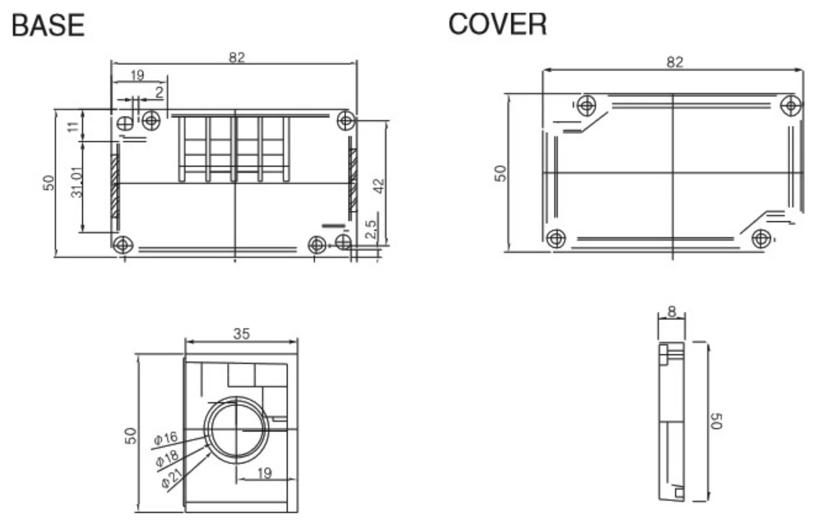 BC-AG-4P21H Dimensions (mm)