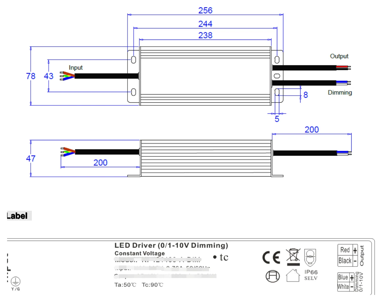 SC-200-24PWM 200W 0-10V dimmable driver Mechanical Specification