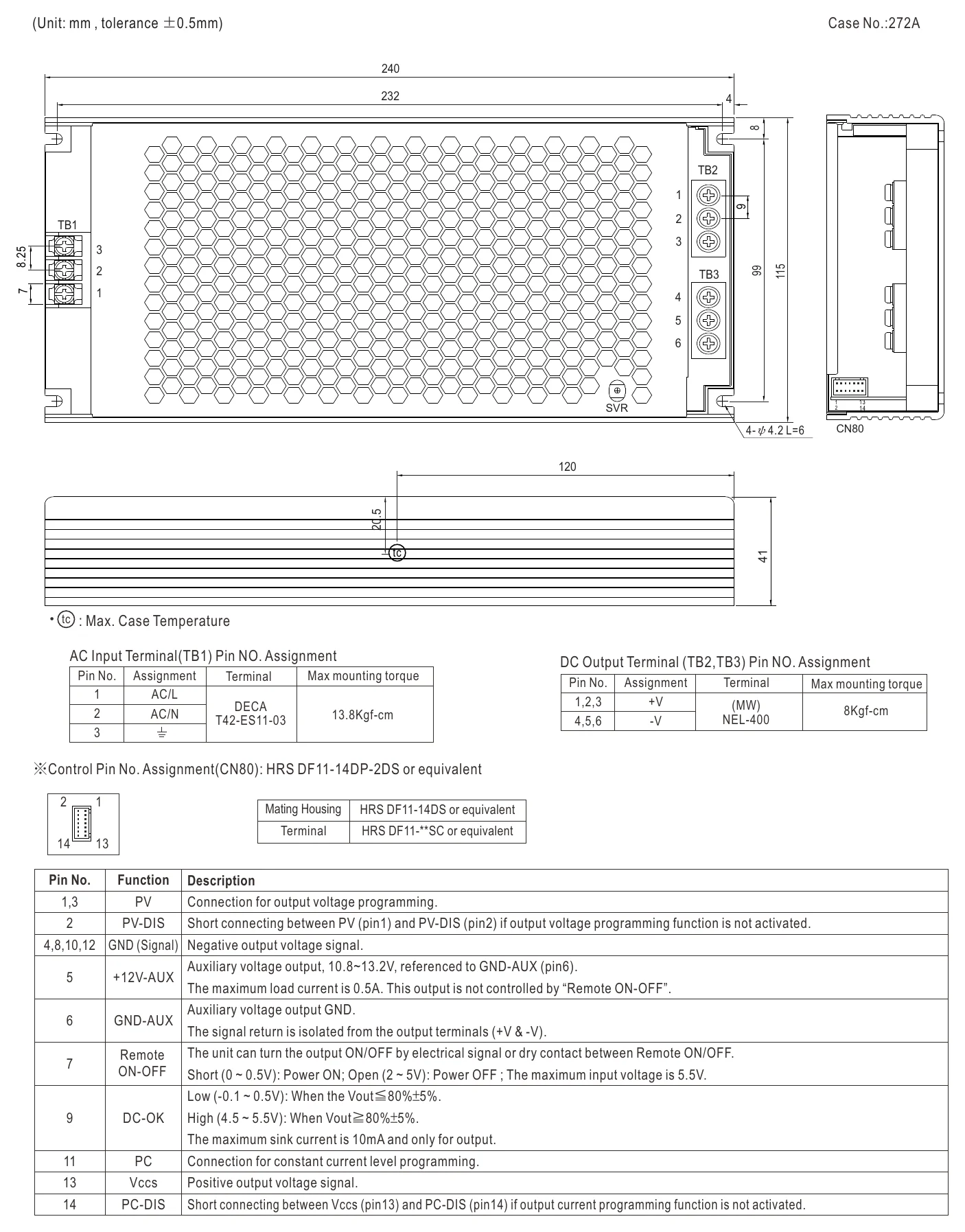 UHP-1000-36 MECHANICAL SPECIFICATION