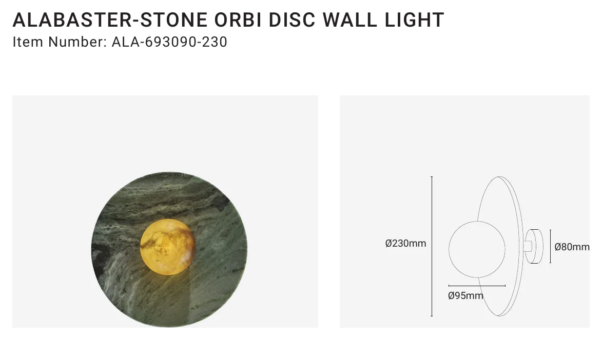 ALA-693090-230 ALABASTER-STONE ORBI DISC WALL LIGHT