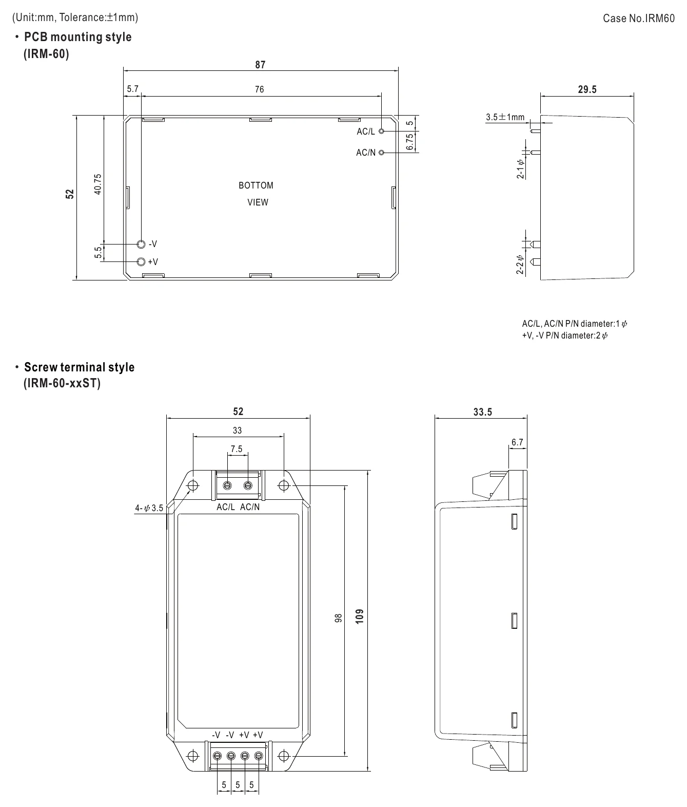 IRM-60-15 Mechanical Specification