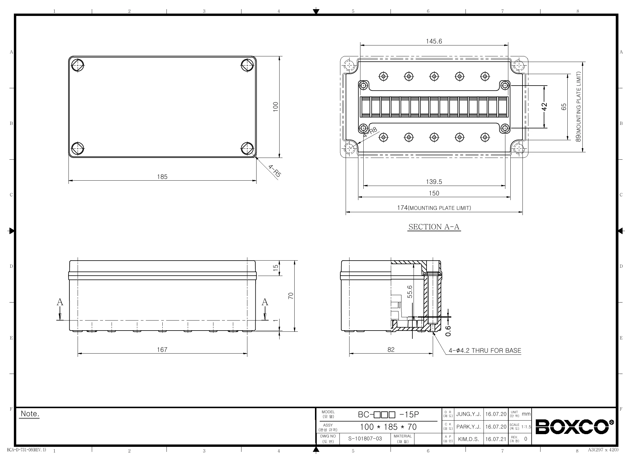 BC-AGG-15P Dimensions (mm)