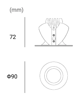 Archilight Pointer 68 Series 8W Mini Downlight Dimensions (mm)