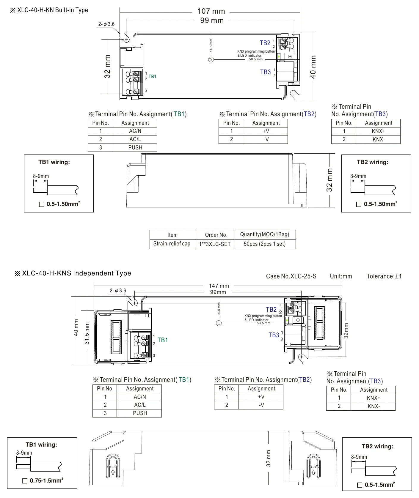 XLC-40-H-KNS MECHANICAL SPECIFICATION