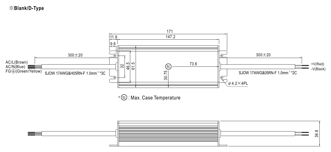 HLG-60H-20 MECHANICAL SPECIFICATION ※Blank/D-Type
