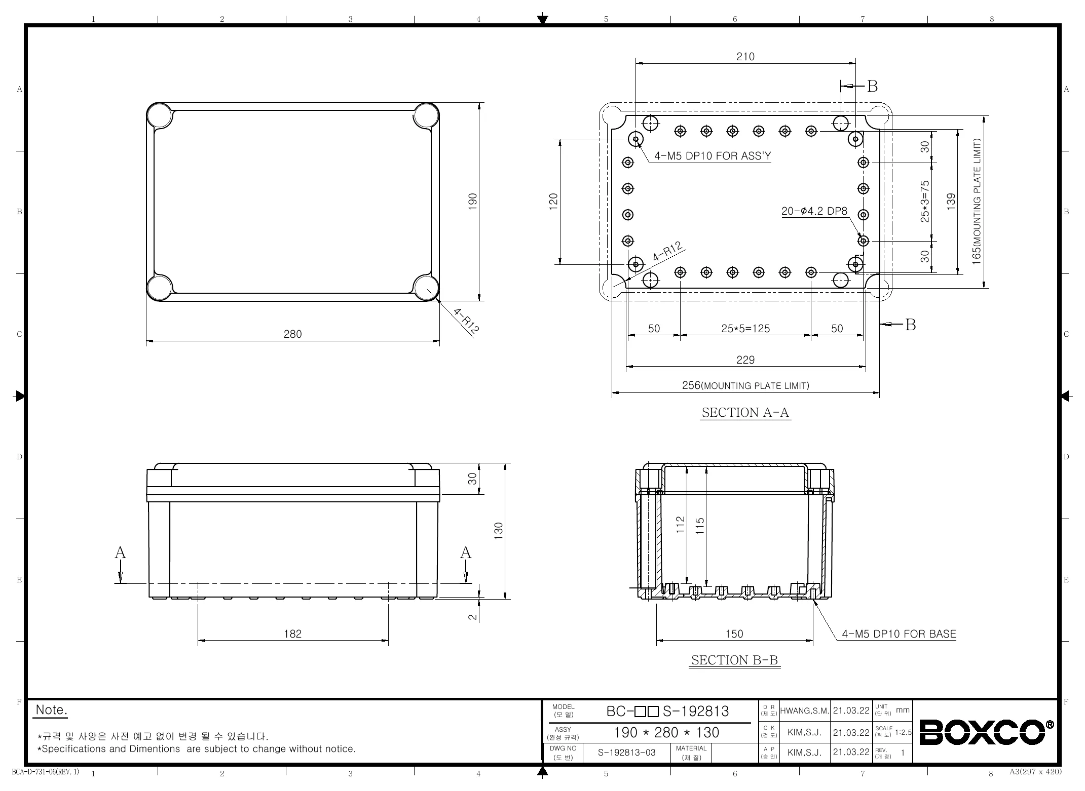 BC-CTS-192813 Dimensions (mm)