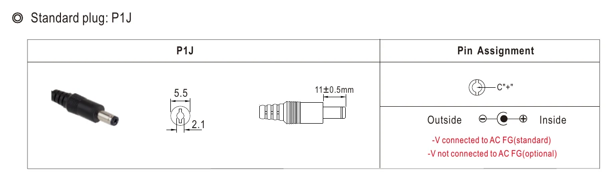 GSM60A15-P1J DC output plug