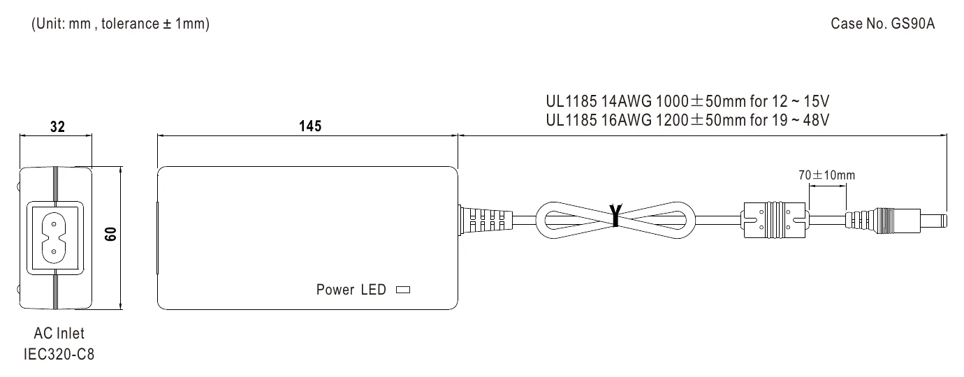 GSM90B12-P1M Mechanical Specification