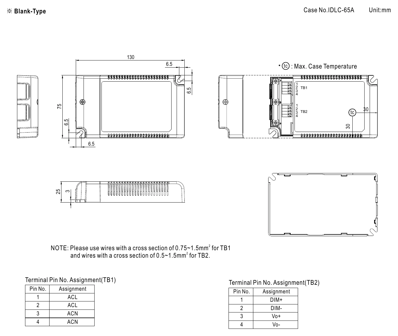IDLV-65-12 MECHANICAL SPECIFICATION
