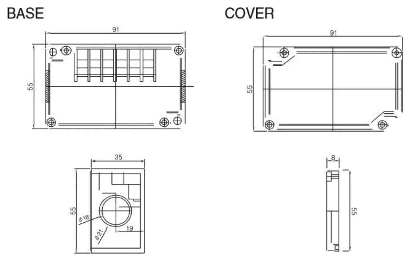 BC-AG-6P18H Dimensions (mm)
