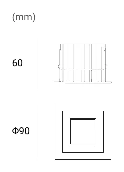 Archilight Fabio 75 Downlight 16W Dimensions (mm)