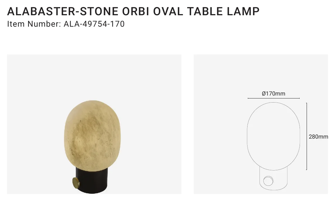 ALA-49754-170 ALABASTER-STONE ORBI OVAL TABLE LAMP