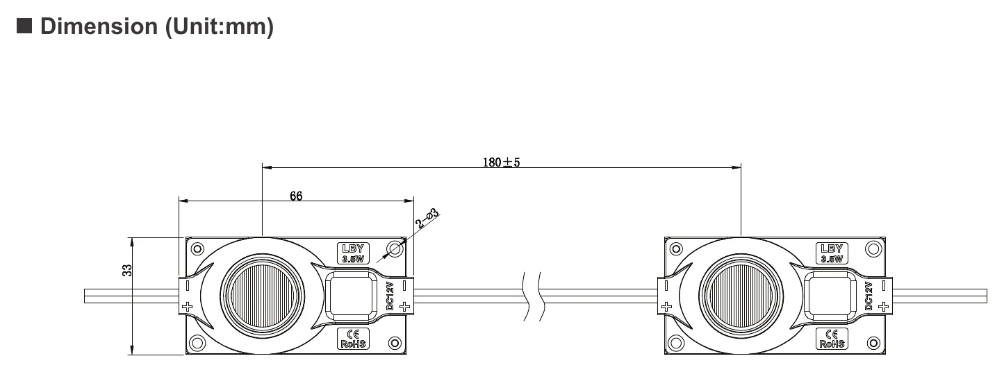 ENVO EdgeBlade LED Module Sidelit - Single LED Dimension (Unit:mm)