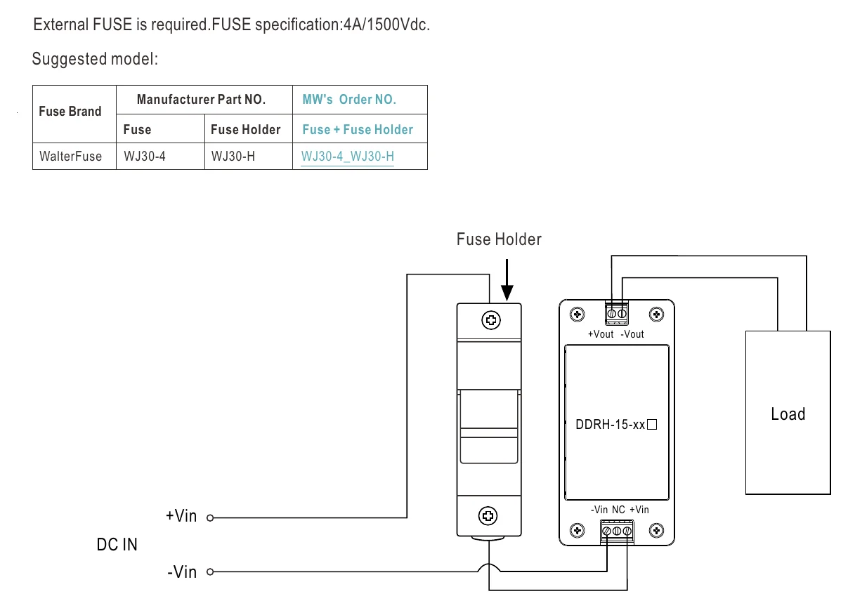 DDRH-15-15ST External Fuse Wiring Instruction