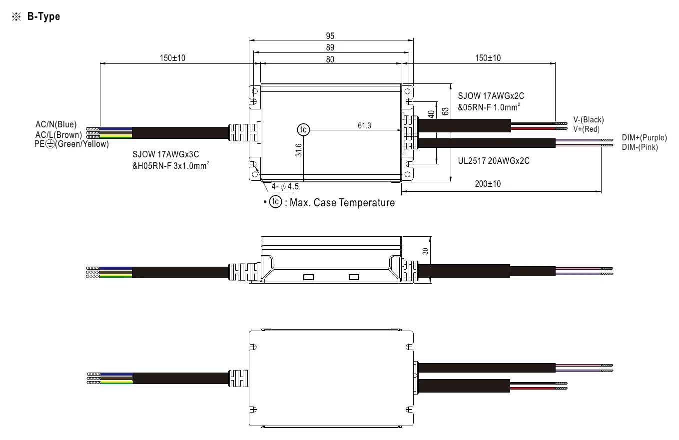 XLG-20-M-B Mechanical Specification ※ B-Type