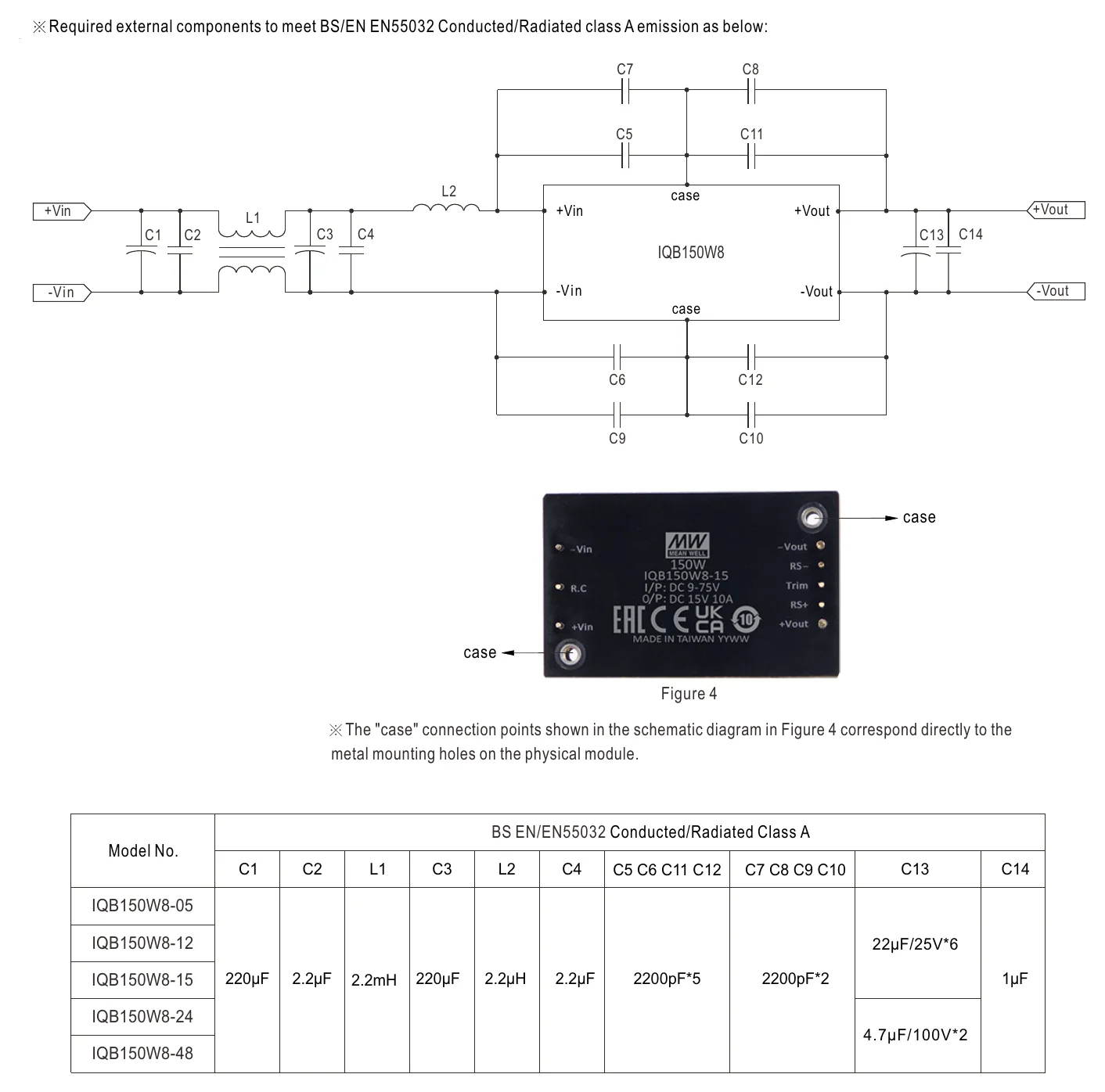 IQB150W8-12 EMC Suggestion Circuit