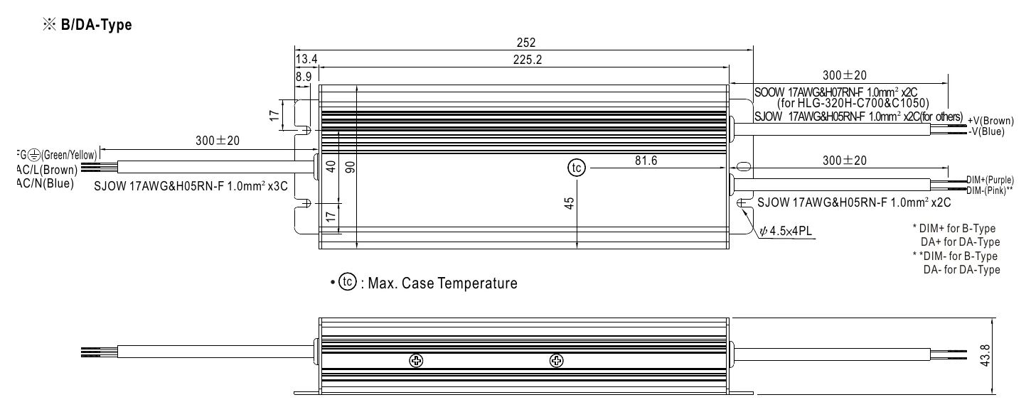 HLG-320H-C1400DA MECHANICAL SPECIFICATION ※ B/DA-Type