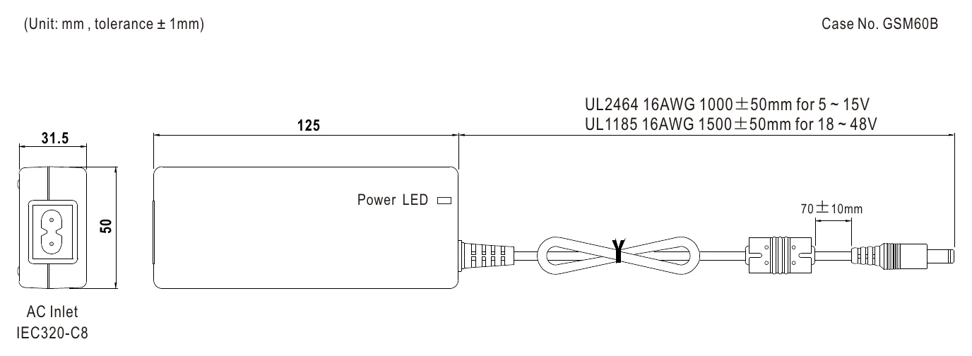GSM60B24-P1J Mechanical Specification