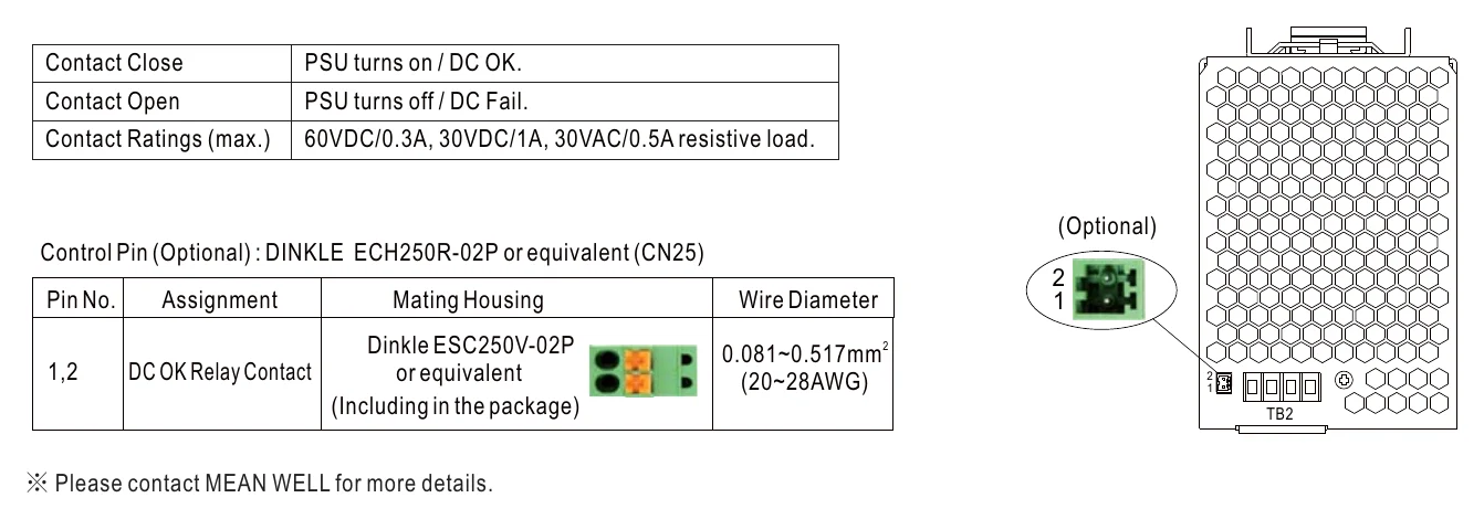TDR-480-24 DC OK Relay Contact (Optional)