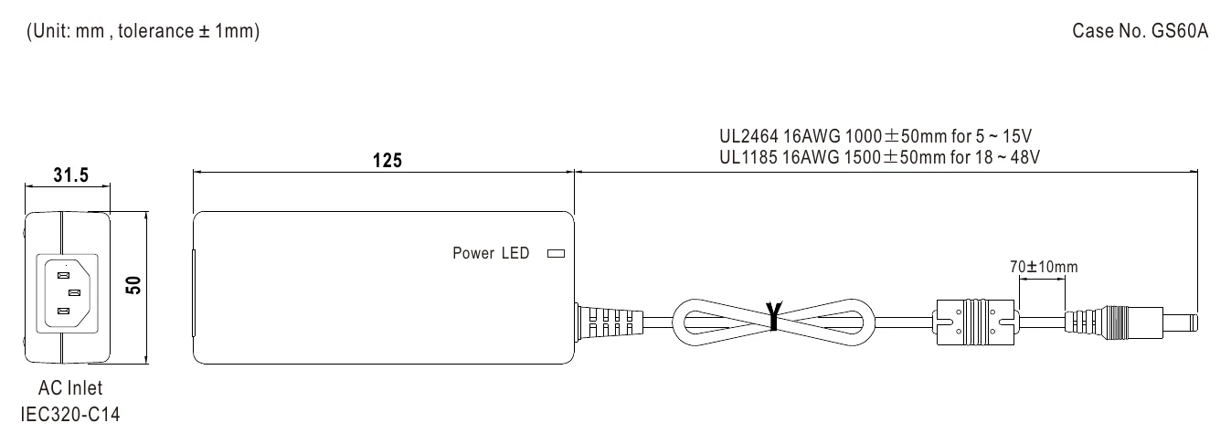 GSM60A15-P1J Mechanical Specification