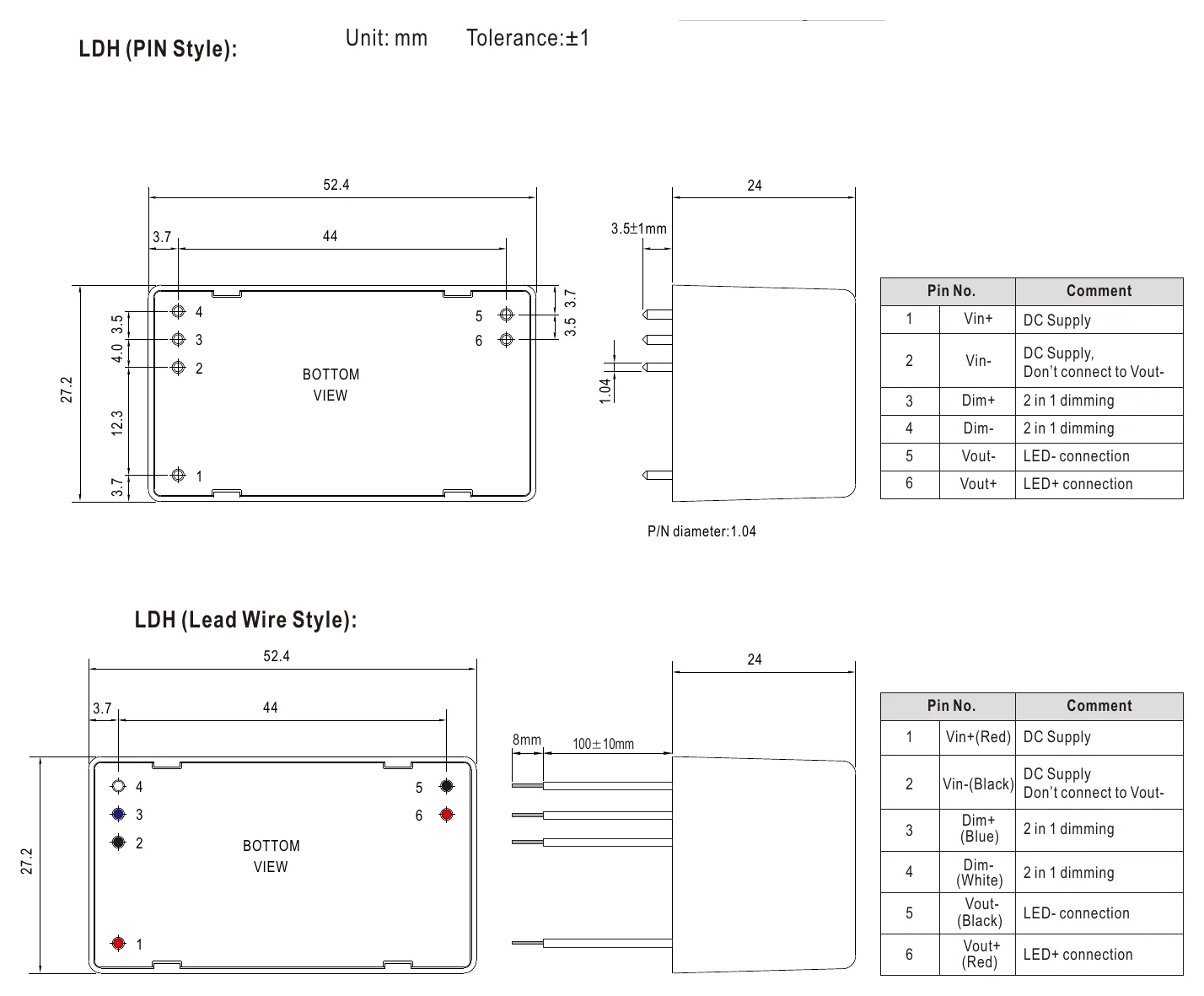 LDH-25-350 Mechanical Specification