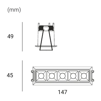 Archilight Lattice 5 Downlight 10W Dimensions (mm)