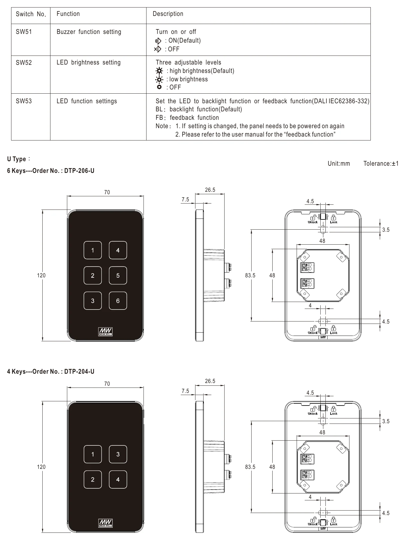 DTP-206-U Mechanical Specification