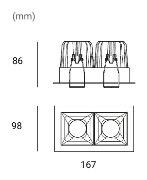 Archilight Lattice L2 Downlight 20W Dimensions (mm)