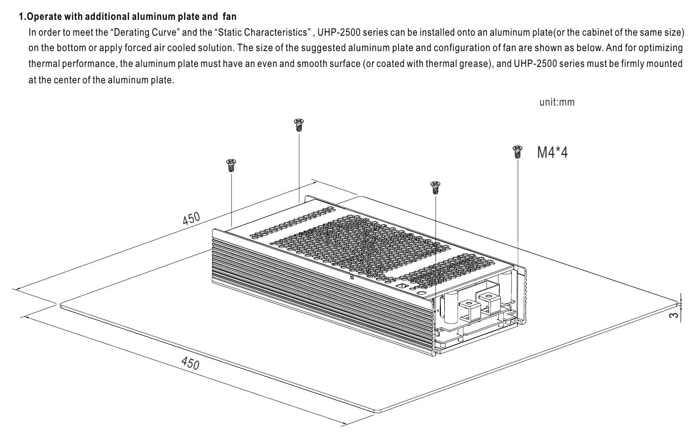UHP-2500-48 1.Operate with additional aluminum plate and fan
