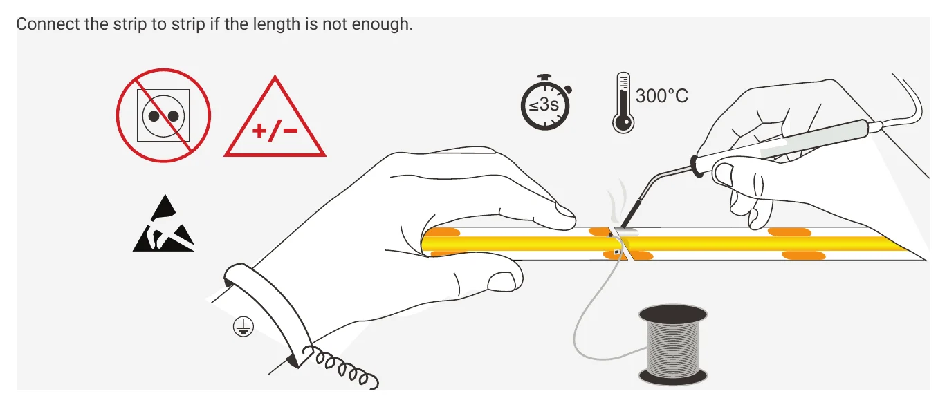 Archilight Pure Lume COB Strip - 8MM Connect the strip to strip if the length is not enough.