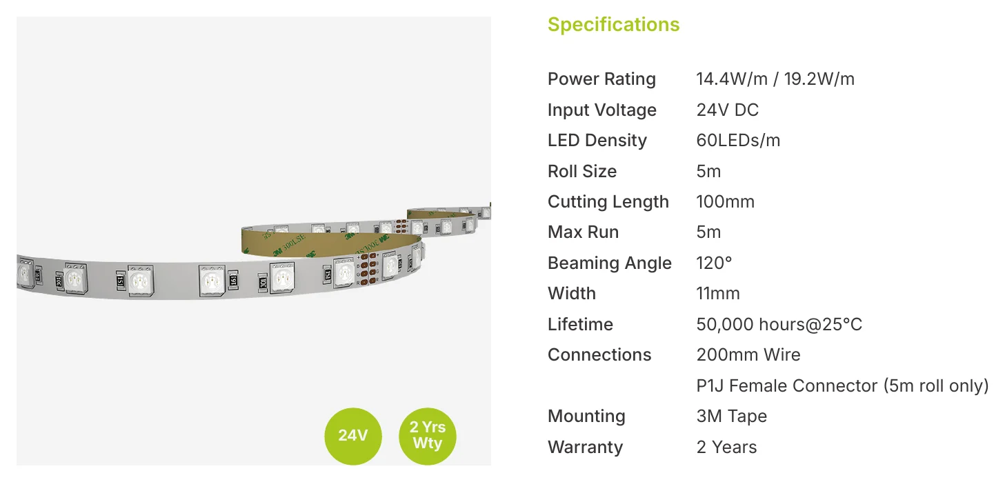 ILLUMAX LED Strip RAINBOW+ Series Specifications