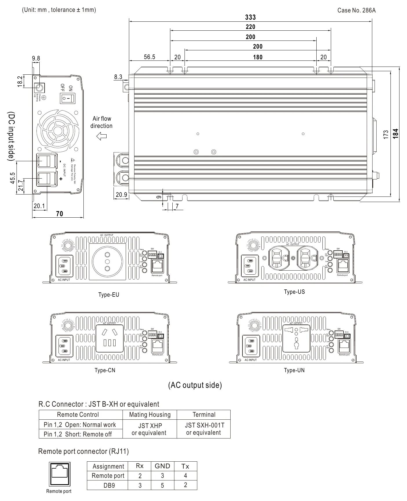 NTU-1200-112US MECHANICAL SPECIFICATION