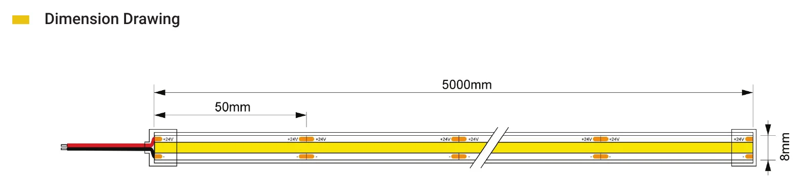 Archilight Pure Lume COB Strip - IP66 Dimension Drawing