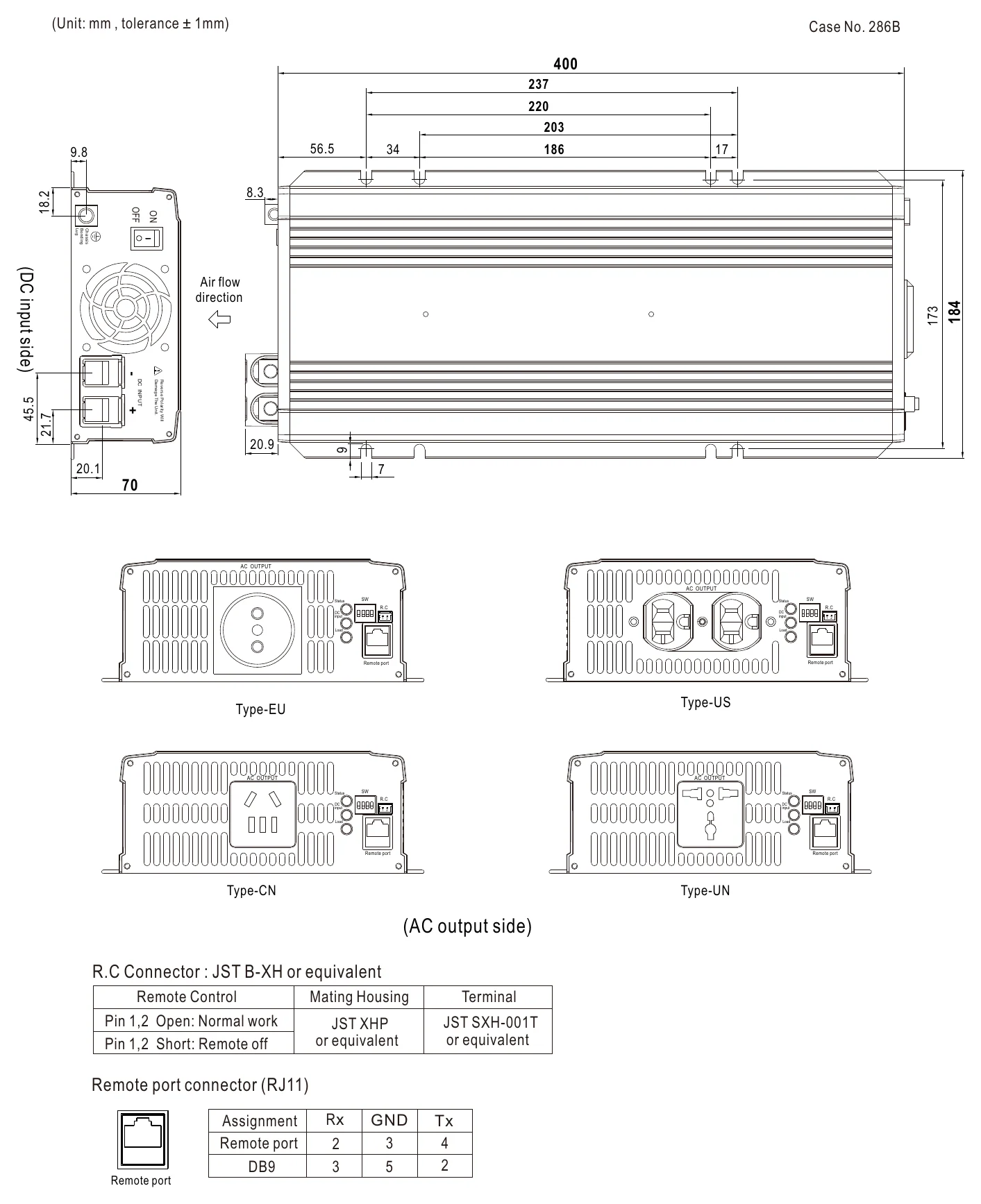 NTS-1700-212AU MECHANICAL SPECIFICATION