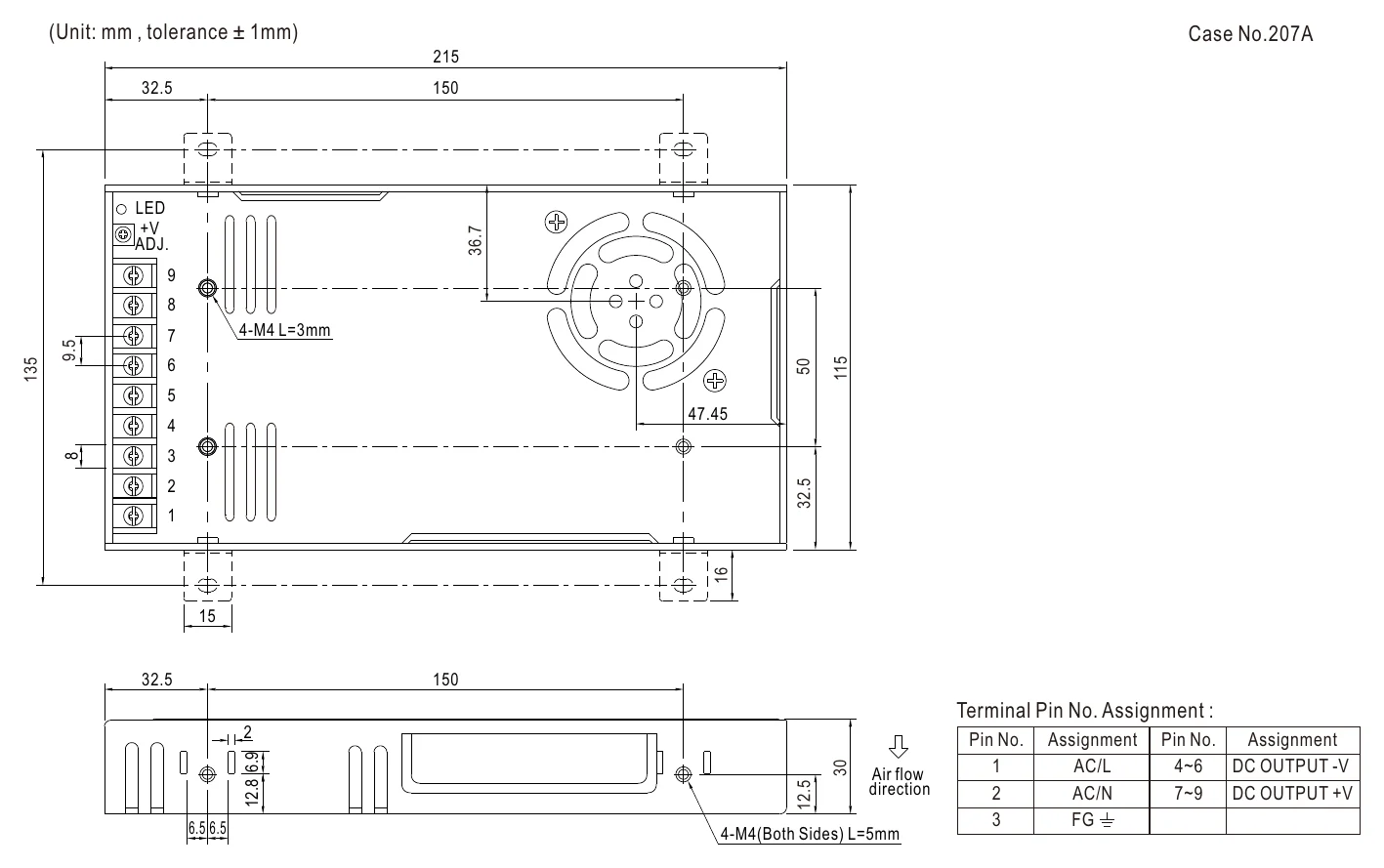 RSP-320-12 Mechanical Specification
