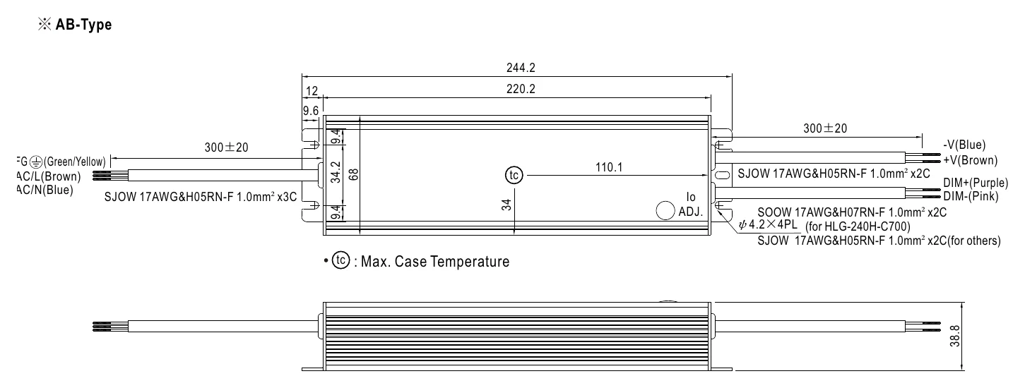 HLG-240H-C1050AB MECHANICAL SPECIFICATION ※ AB-Type