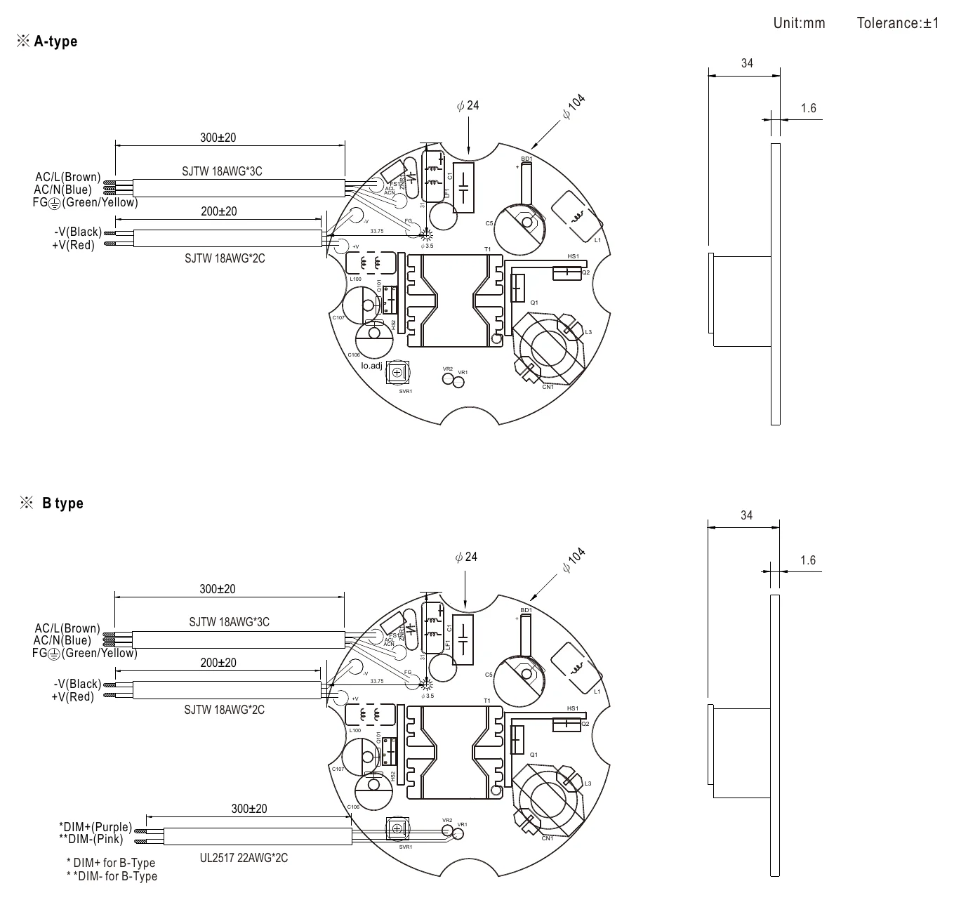 HBG-100P-48B MECHANICAL SPECIFICATION