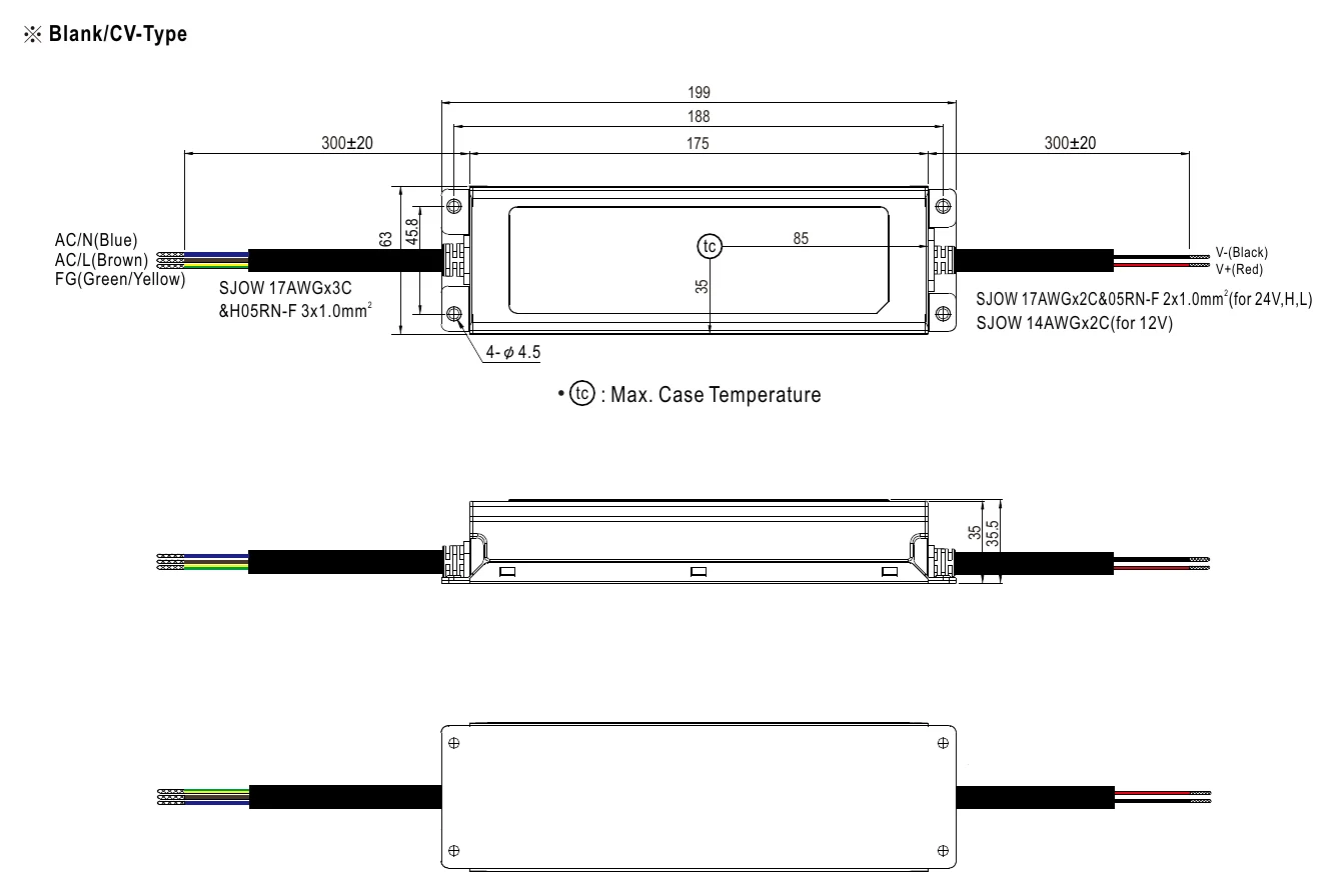 XLG-200-12-AB MECHANICAL SPECIFICATION ※ Blank/CV-Type