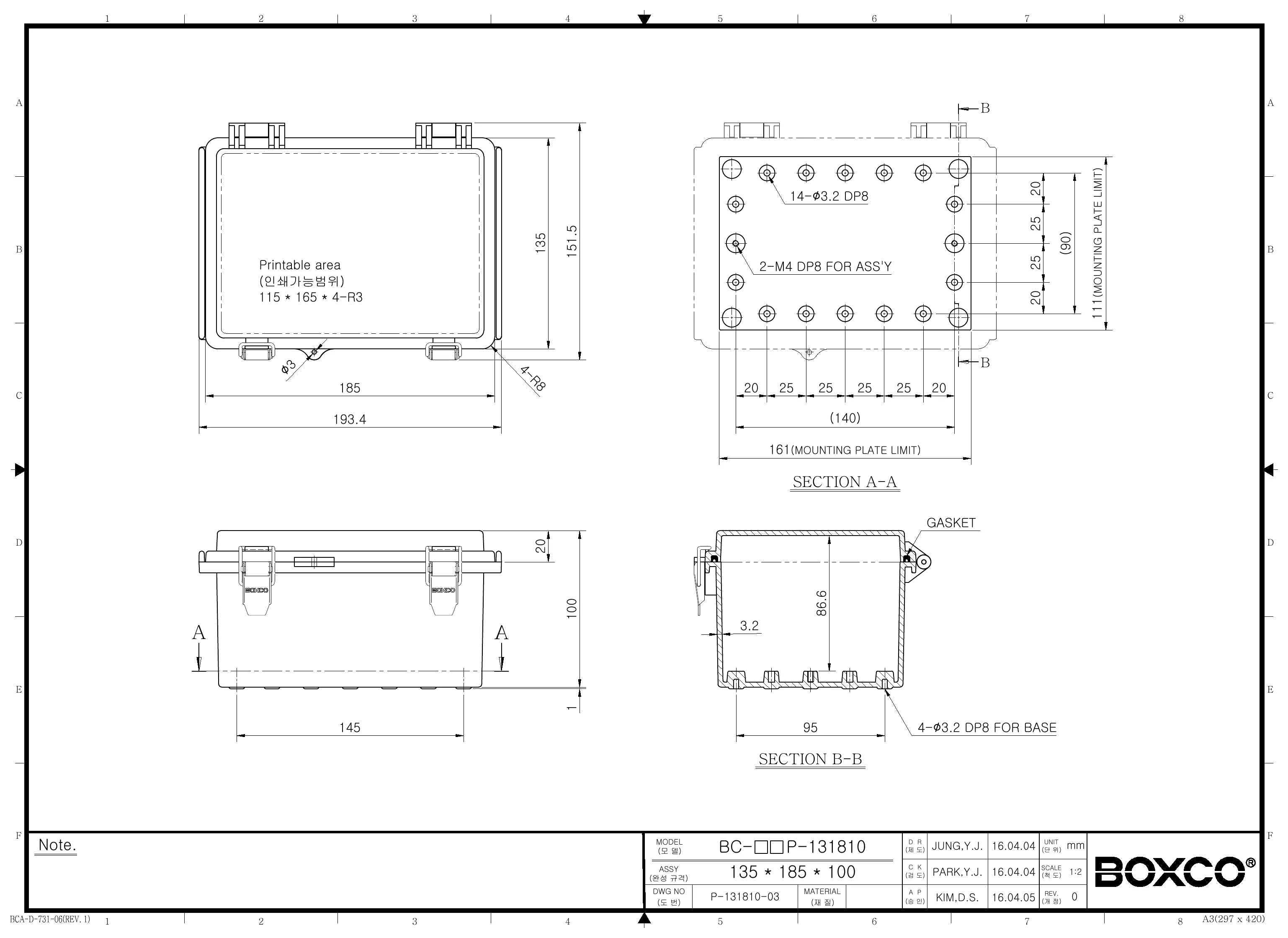 BC-CGP-131810 Dimensions (mm)