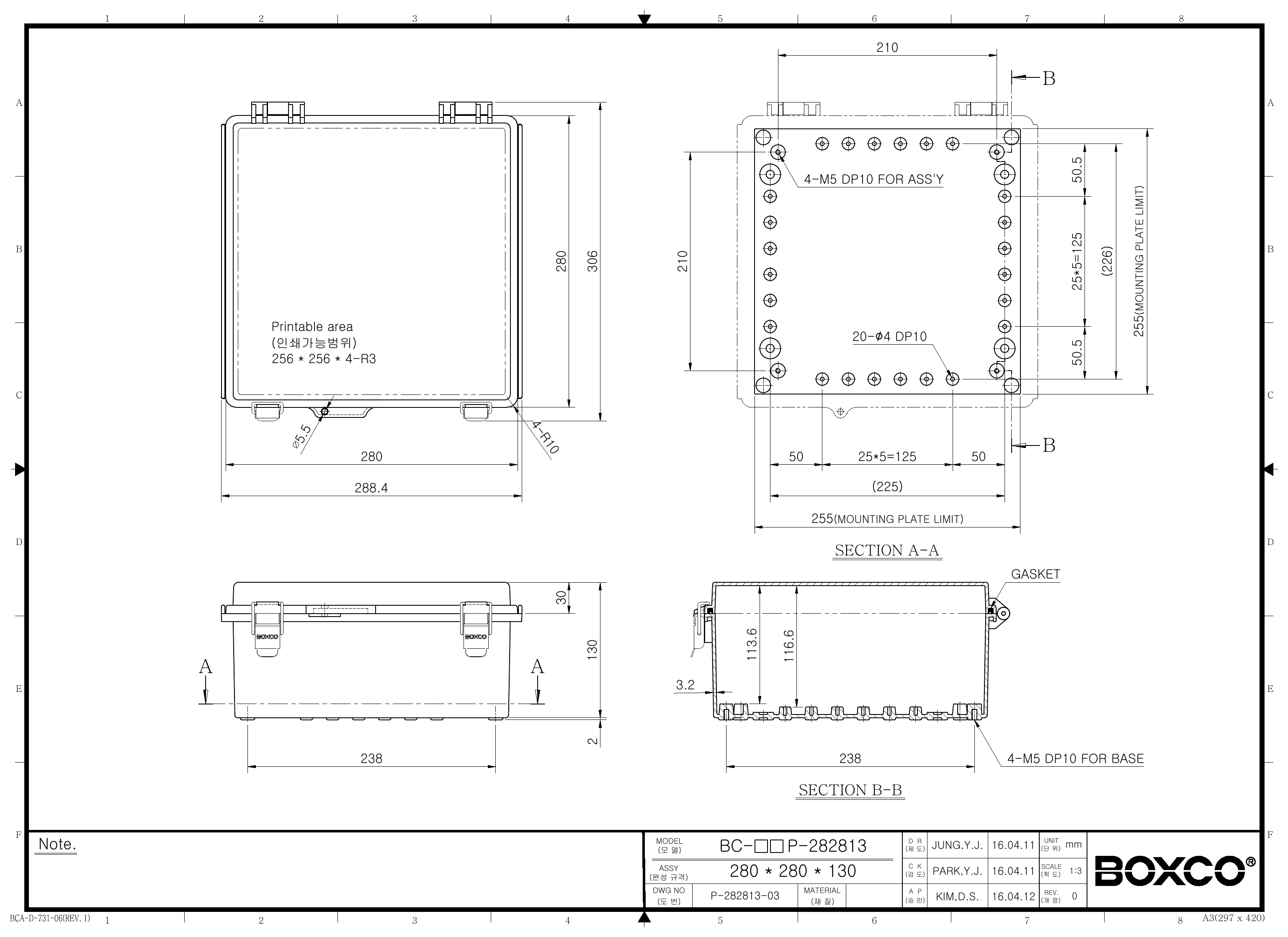BC-AGP-282813 Dimensions (mm)