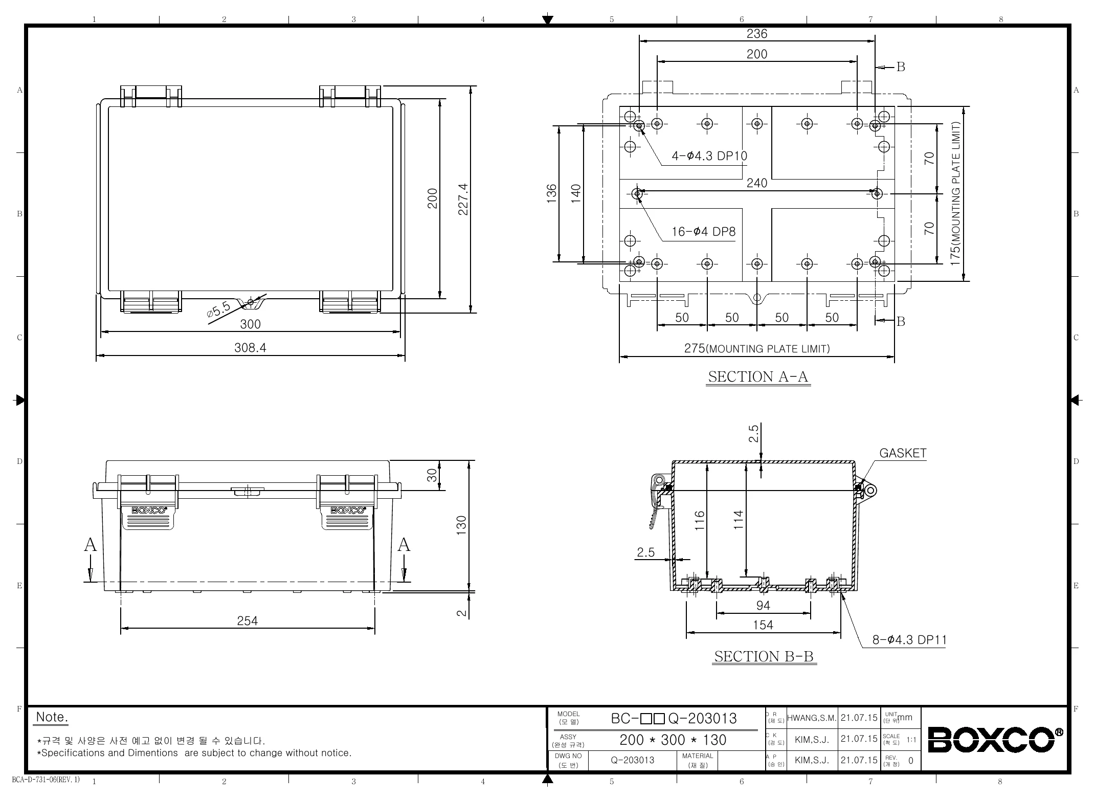 BC-AGQ-203013G Dimensions (mm)