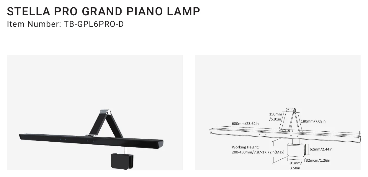 TB-GPL6PRO-D STELLA PRO GRAND PIANO LAMP