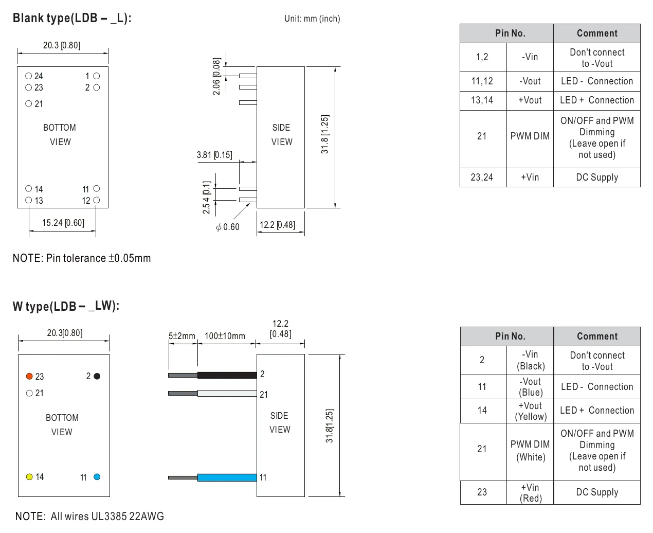LDB-350L Mechanical Specification